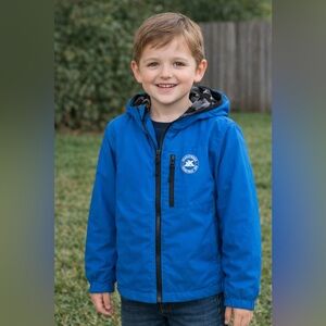 Blue Hooded Jacket with Logo